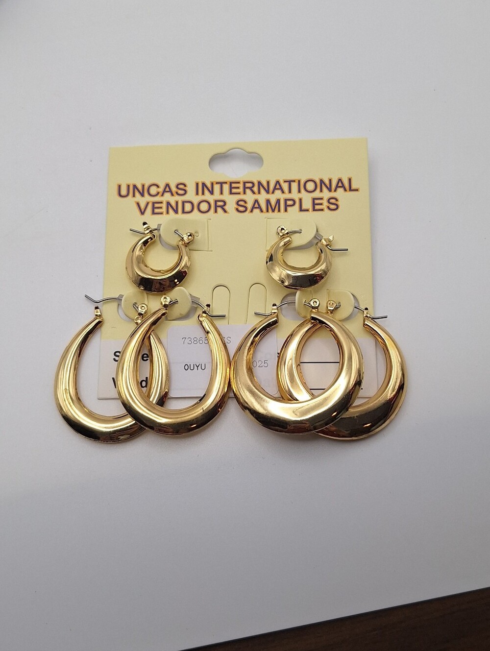 Gold Hoop Earrings 3 Pair Set Vendor Samples New